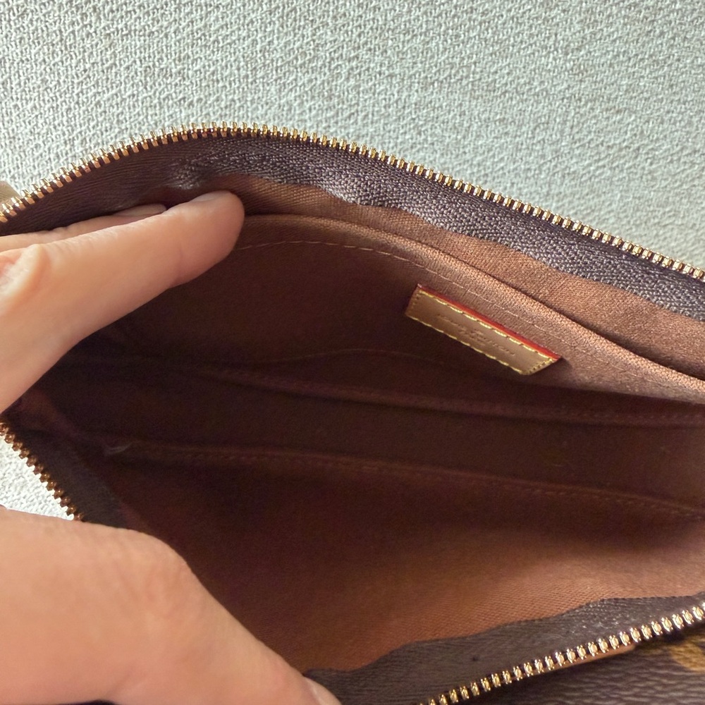 Louis Vuitton Brown Monogram Multi Pochette with Pink Strap - Picture 4 of 6